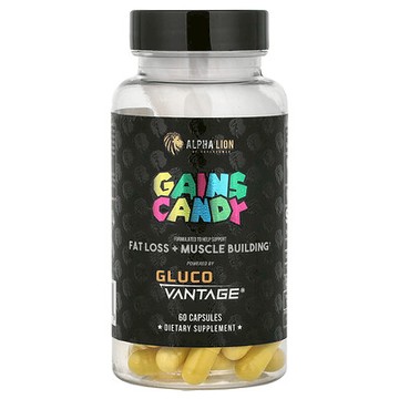 ALPHA LION, Gains Candy，Gluco Vantage，100 毫克，60 粒膠囊