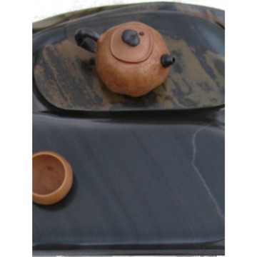 硯石材簡約中式茶盤魚子金暈家用茶海排水茶具禪意功夫茶臺婺源硯