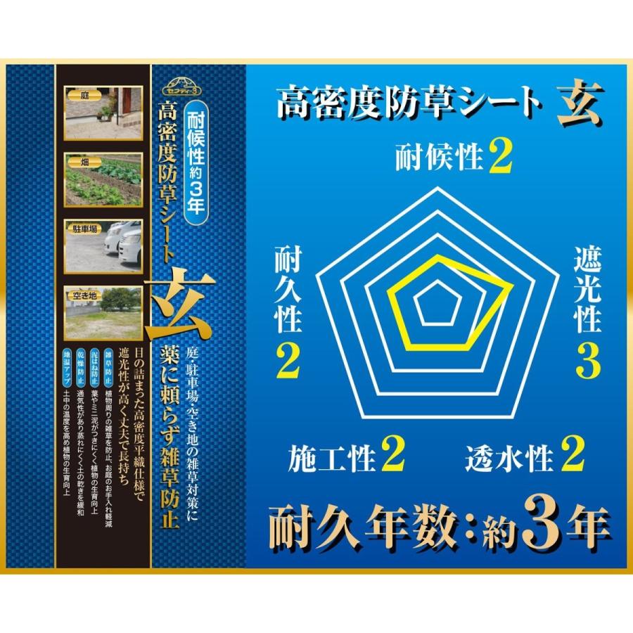 セフティー3 高密度防草シート 玄 耐候性約3年 幅1m×長さ50m