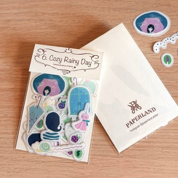 手帳裝飾用 和紙貼紙 獨立印刷貼紙 Cozy Rainy Day 紙質文具 PAPERLAND