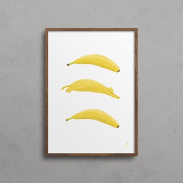 【裝飾畫】香蕉與貓