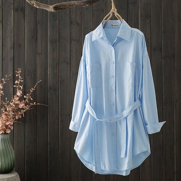 白襯衫女設計感小眾2022春秋新款韓版腰帶上衣長袖外套寬松襯衣潮