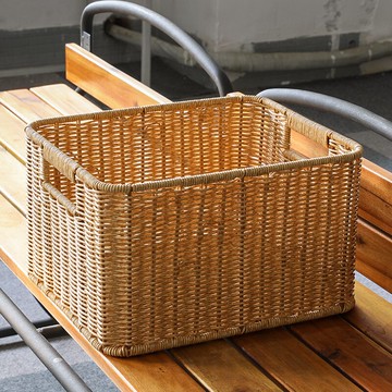 櫥柜收納筐北歐 仿藤編收納籃簡約 客廳整理籃儲物籃零食筐收納箱