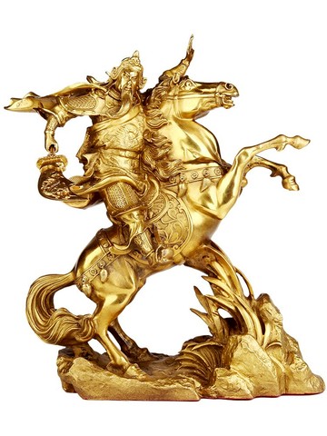 歐圣英銅騎馬關公擺件武財神戰馬關二爺神像招財開業喬遷裝飾
