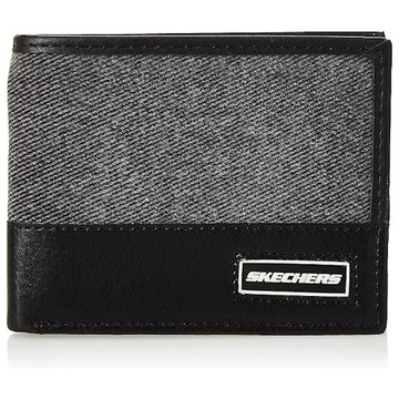 Skechers-時尚雙折皮革皮夾