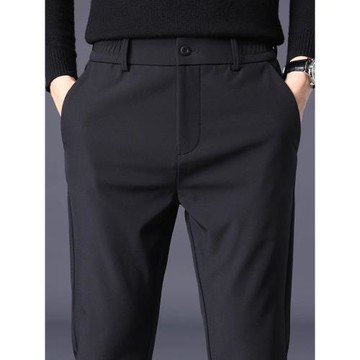 黑色商務西褲男士冬季高端2025新款潮牌寬松直筒褲秋冬休閑褲子男