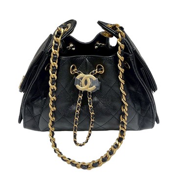 【母親節特惠↘7折UP 】CHANEL香奈兒  25 Mini Hobo bag 迷你款 (黑金) (粒面金黑雙色鏈帶)