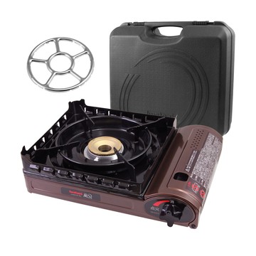 IWATANI 新風丸超防風卡式爐3.5kW-附收納盒-搭贈不鏽鋼小鍋用爐架1入(CB-KZ-2+KA-001)