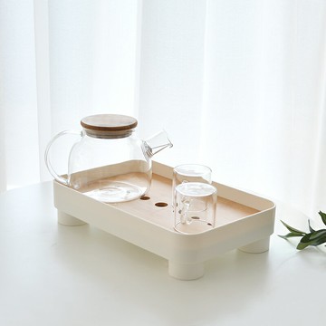 竹白家家用托盤輕奢現代茶具儲水式茶海長方形放茶杯瀝水茶臺茶盤