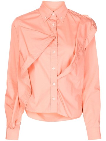 Kolor - asymmetric-detail long-sleeve shirt - women - Cotton - 1 - Pink
