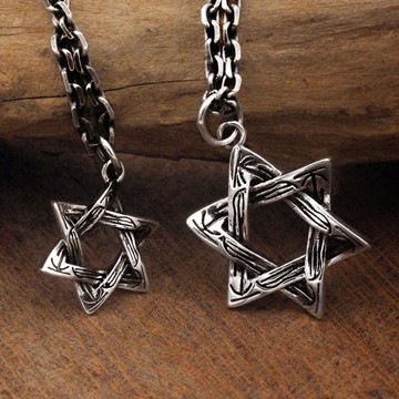 925銀六芒星hiphop復古大衛星吊墜太角鏈泰銀項鏈潮男情侶女掛墜