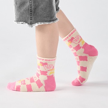 聯名Crazygogo_魔術方塊 中筒童襪 - 粉(1y-9y)