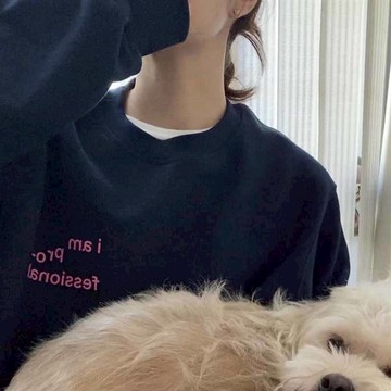 無帽字母印花衛衣女春秋薄款寬松bf慵懶風oversize港風外套ins潮