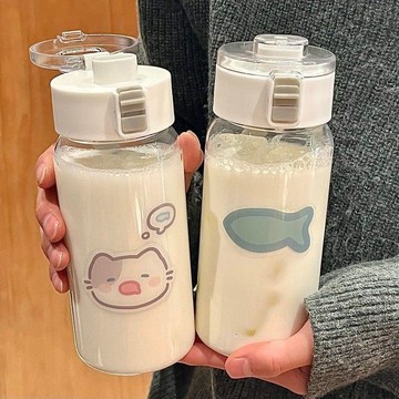 【臺灣-出貨】簡約韓系便攜吸管高顏值ins耐高溫可愛茶杯學生水杯塑料杯子情侶06P3