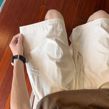 冰絲短褲 男 速幹休閒褲冰絲短褲男夏季新款速幹薄款寬鬆外穿休閒褲韓版百搭潮牌五分褲0724