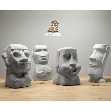 175 台灣手作 水泥 擺件 摩艾石像 小巨人 復活島擺件 裝飾品 擺飾 園藝擺件 拍照道具 桌上擺件 非魚缸擺件