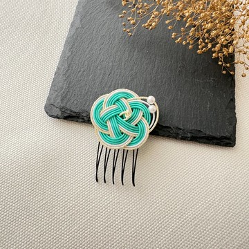 水引 / 翡翠綠 / 梅結小髮梳 / 珍珠點綴清新脫俗