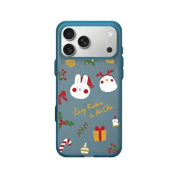 iPhone 17 Pro Max Clear (相機按鈕) 夜幕藍 - 懶散兔與啾先生 Lazy Rabbit and Mr.Chu - About Christmas