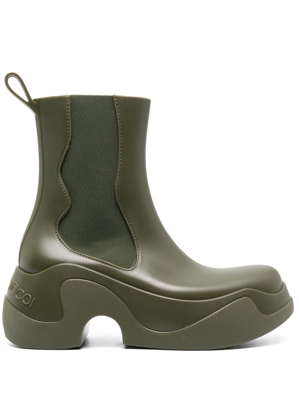 XOCOI - chunky-sole rubber boots - women - Fabric/Fabric/RubberRubber - 38 - Green