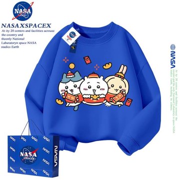 NASA聯名烏薩奇拜年衣服春秋冬新款男女童超可愛新年加絨加厚衛衣