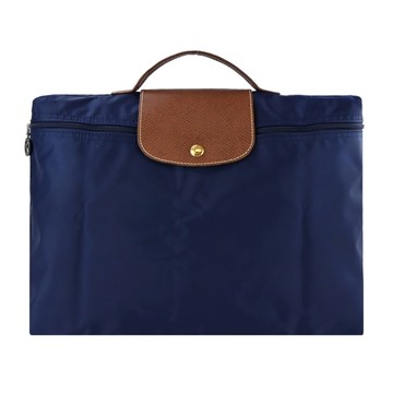 LONGCHAMP LE PLIAGE系列再生尼龍手提摺疊公事包(小/海軍藍)2182-089-P68