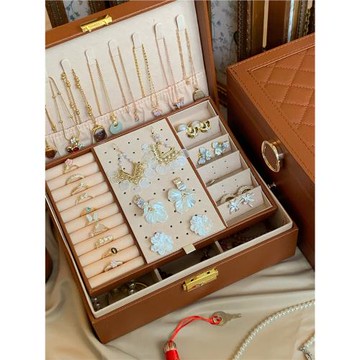「珠寶匣」高檔首飾收納盒項鏈耳環耳釘耳飾飾品大容量首飾盒輕奢