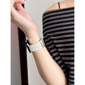 《台灣出貨》適用 APPLE WATCH 透氣孔錶帶 磁吸扣錶帶 S11 S10 SE3 46mm 45mm 女士錶帶