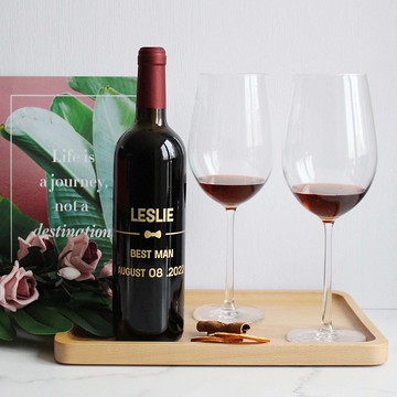 Text Art 結婚禮物|訂製個性化情侶伴郎伴手禮紅酒|雕刻