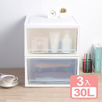 真心良品 KEYWAY寬40cm日和組立式抽屜整理箱30L-3入-慈濟共善