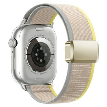 運動透氣編織錶帶 42mm  灰色 + 黃色  Apple Watch S11  1個