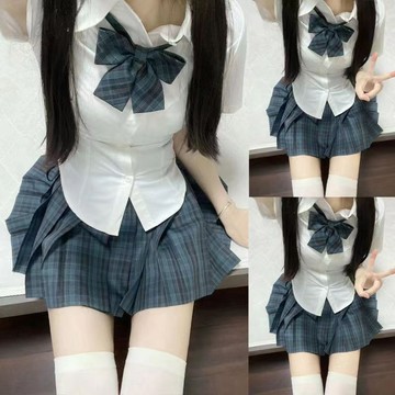 jk制服套裝 學院風 短袖襯衫百搭套裝 國中制服 格子少女校園校服 jk襯衫