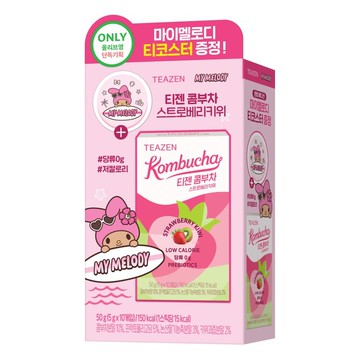 [SANRIO EDITION] Teazen Kombucha #Strawberry Kiwi 10 Sticks Set (+Tea Coaster)