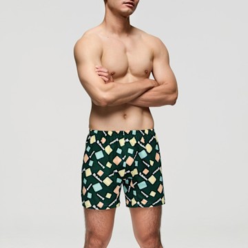 DADADO-跳躍方格 4L印花四角男內褲(綠) 天然絲光棉-吸濕排汗-GHQ518GR