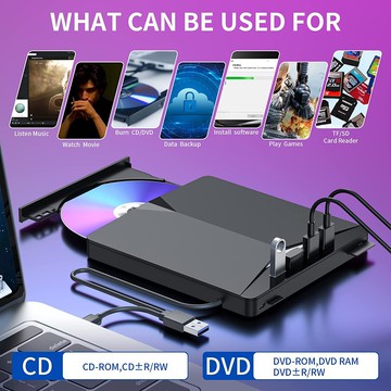 TYPE-C 3.0外置移動USB光驅DVD/CD多功能刻錄機多用接口電腦通用鑫弘-3C數碼