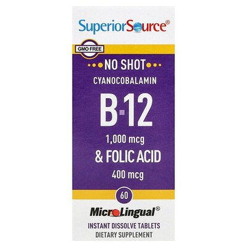 Superior Source, 氰鈷胺 B-12 和葉酸，60 片 MicroLingual 即溶片