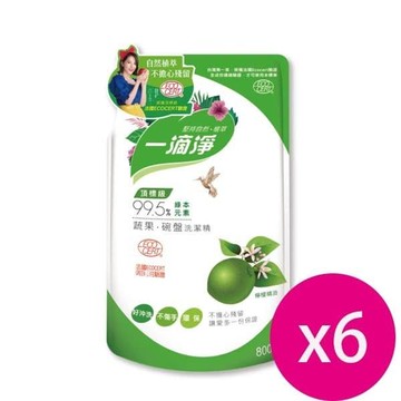 (特惠)蘆薈多酚洗潔精 補充包檸檬精油800mlx6包