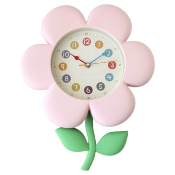 JUST HOME 花朵造型靜音搖擺時鐘 9015-48  粉色