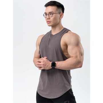 純色棉質運動背心男透氣訓練無袖肌肉男跑步背心修身彈力健身衣夏