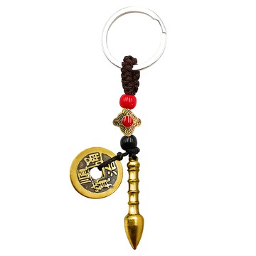 五帝錢鑰匙圈 文昌筆約4.1cm*0.8cm 總長約11cm  大筆進財  1個