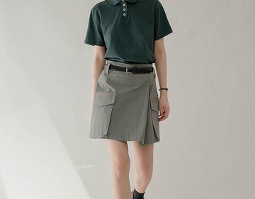 美式復古 叢林探險灰綠棉質休閒工裝半身裙