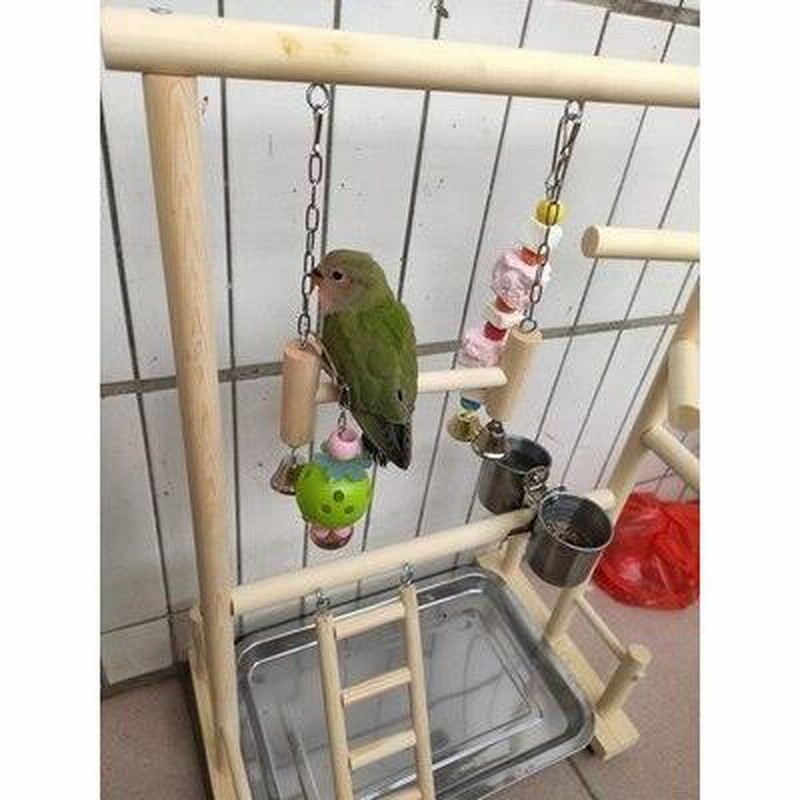 オウムにもインコにも♪ 止まり木スタンド 遊び場 ペット 文鳥