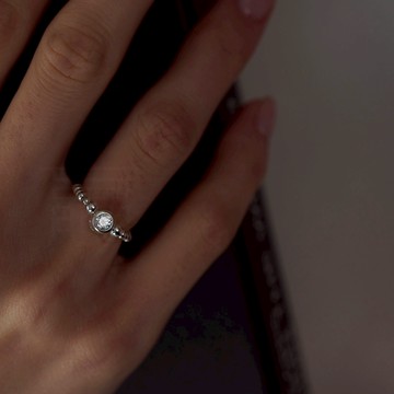 手工訂製【KATSU贏】純銀幸運圓鑽珠戒 - XS:5cm