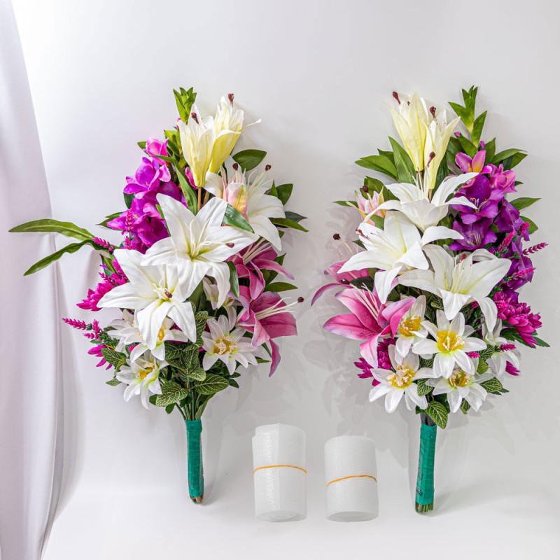 ユリ ダリア グラジオラス しきみ 樒 付き造花 2束 固定具付き 造花 仏花 お墓用 仏壇用 お墓参り お盆 お彼岸 お供え お悔み 命日 P1 039 通販 Lineポイント最大5 0 Get Lineショッピング