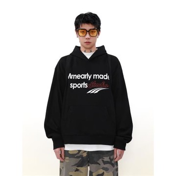 MRNEARLY美式復古字母情侶潮牌衛衣男連帽衫重磅高街痞帥秋季上衣