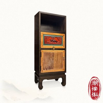 【C est Chic】蘭亭清泉單格單抽單門實木雕刻櫃(半老件90年)-幅38cm