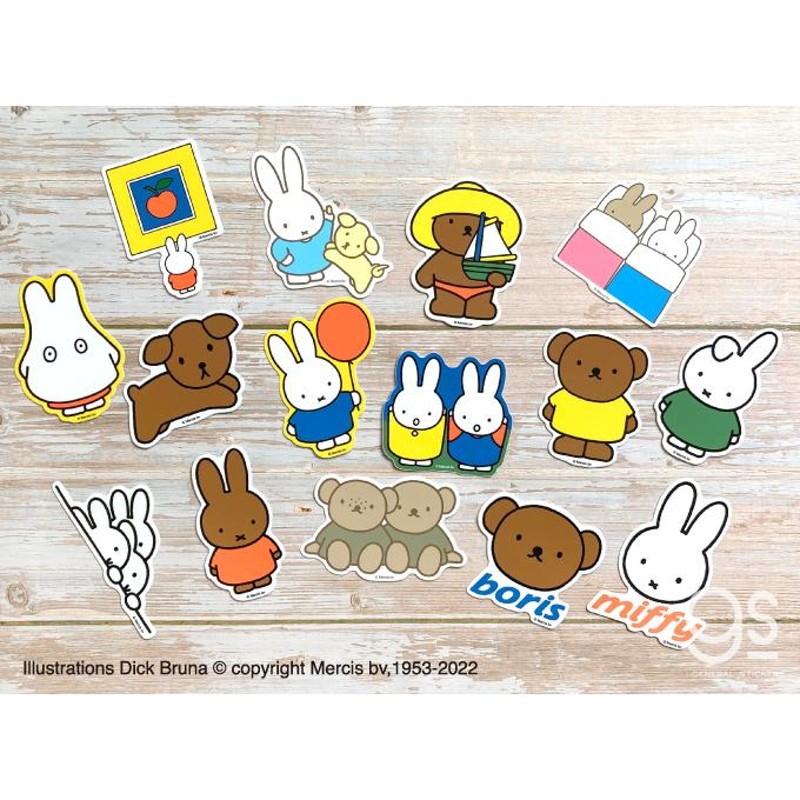 miffy ダイカットビニールステッカー ボリス＆バーバラ パステル キャラクターステッカー 絵本 イラスト かわいい こども うさぎ gs  公式グッズ MIF055 LINEショッピング