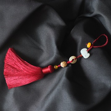 丹妮手作 和田玉蝙蝠手工掛件 漢服旗袍壓襟盤口掛飾步搖 包掛