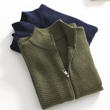 日單狠貨菠蘿針外貿男裝工廠剪標尾單立領開衫針織長袖羊毛衫外套