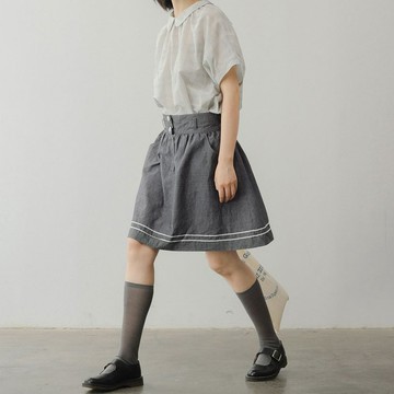 法式復古高腰半裙 / 水手海軍風長裙 / 少女制服風穿搭