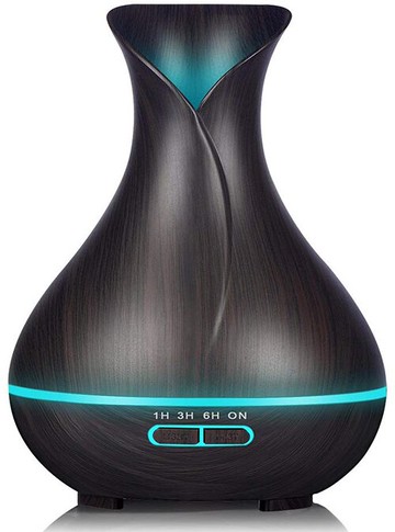 KBAYBO 【日本代購】精油芳香器 加濕器 芳香燈 550毫升 7種燈光模式-黑檀紋